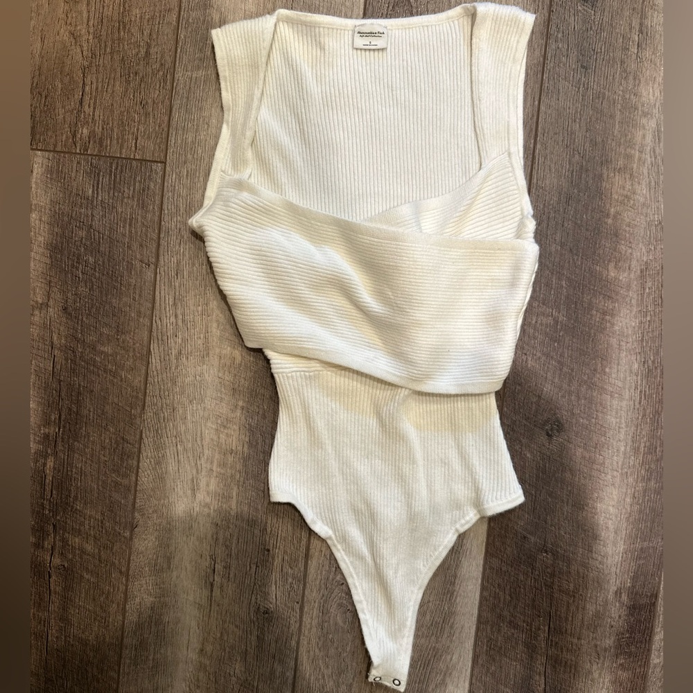 Abercrombie & Fitch Cream Ribbed bodysuit